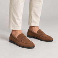 Suede-Look Penny Loafers – Men – Brown – worn