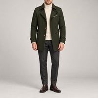 95% Cotton Mid-Length Jacket – Men – Olive – worn