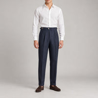 High-Waist Gurkha Trousers, Side Adjusters – Men – Navy – worn
