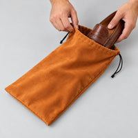 Suede Drawstring Shoe Bag for Travel – Men – Brown – worn