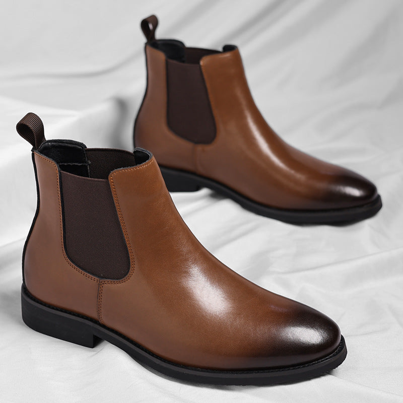 Classic Chelsea Boots, Leather-Look, Fleece Option – Men – Tan – pair