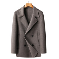 70% Wool Double-Faced Double-Breasted Coat – Men – Grey – front