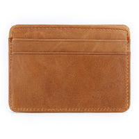 Cowhide Leather Card Holder, Slim – Men – Tan – front