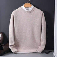 Brushed Knit Crew-Neck Sweater, Big & Tall – Men – Beige – front
