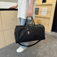 Woven Leather-Look Weekender Bag – Men – Black – carried