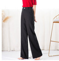 100% Cotton High-Waist Wide-Leg Trousers – Women – Black – worn