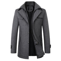 Wool-Blend Double-Collar Coat – Men – Grey – front