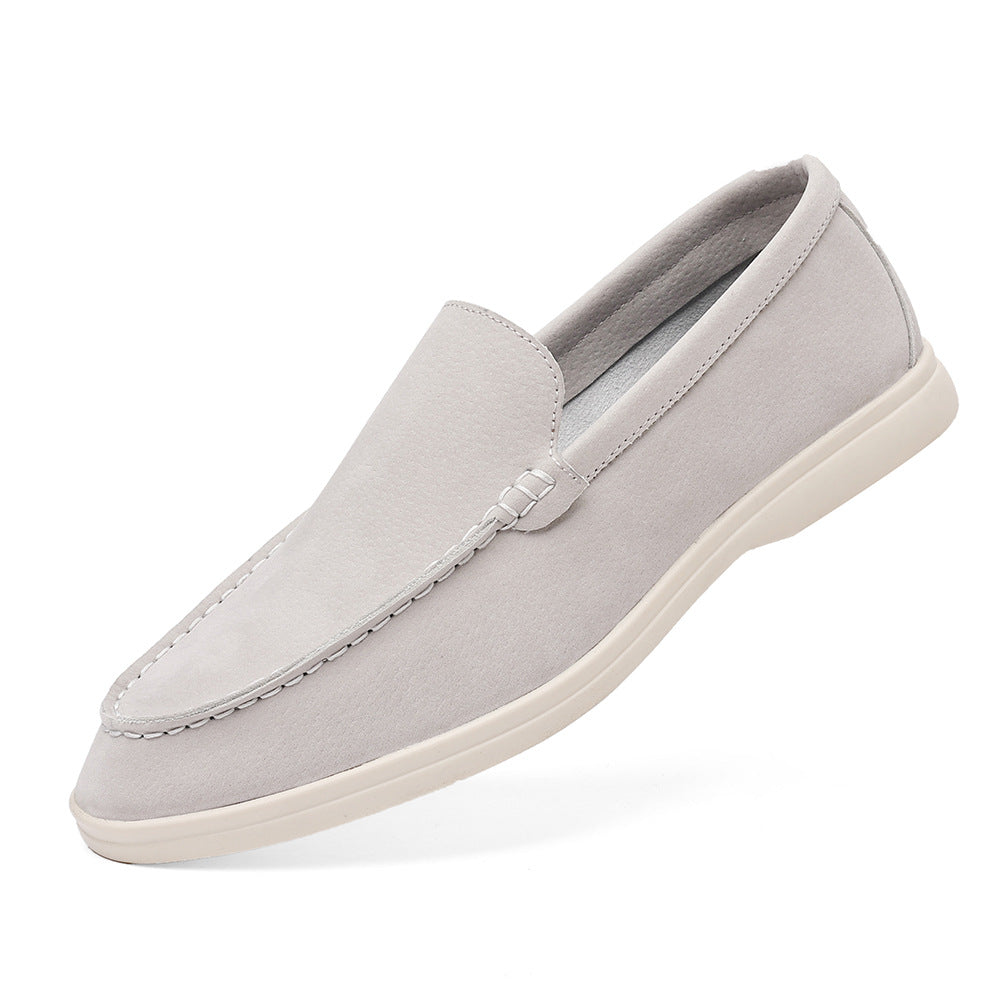 Suede-Look Moccasin Loafers – Men – Grey – side