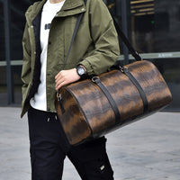 Croc-Embossed Leather-Look Holdall – Men – Chocolate – carried