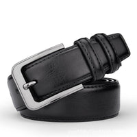 Grained Leather-Look Dress Belt – Men – Black – front