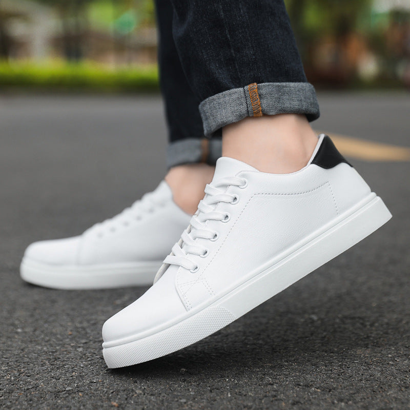 Leather-Look Low-Top Sneakers – Men – White – worn