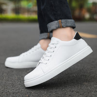 Leather-Look Low-Top Sneakers – Men – White – worn