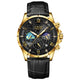Gold · Black Dial · Black Leather