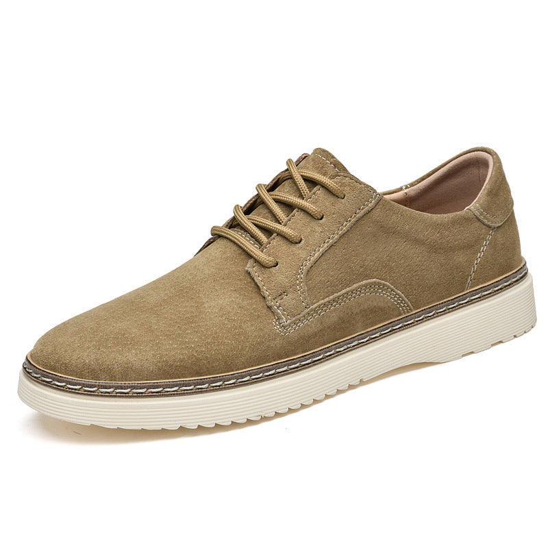 Suede Derby Shoes, Crepe-Look Sole – Men – Tan – side
