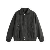 Vintage Leather-Look Bomber Jacket – Men – Black – front