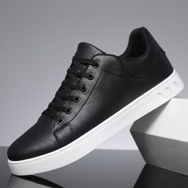 Leather-Look Cupsole Sneakers – Men – Black – side