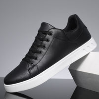 Leather-Look Cupsole Sneakers – Men – Black – side