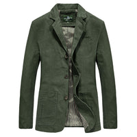 100% Cotton Washed Blazer, Patch Pockets – Men – Olive – front