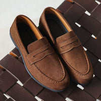 Suede-Look Penny Loafers – Men – Brown – pair