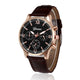 Rose Gold · Black Dial · Brown Strap