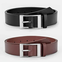 Leather-Look Pin Buckle Belt – Men – Black · Silver Buckle – pair