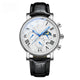 Silver · White Dial · Black Leather