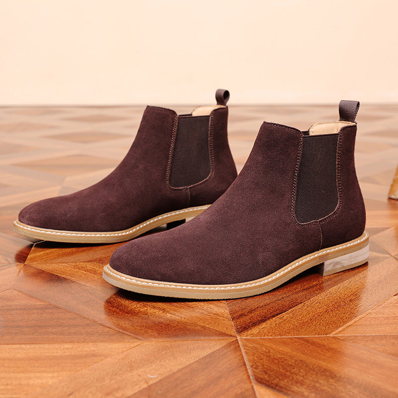 Suede Chelsea Boots, Cowhide – Men – Chocolate – pair