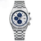 Silver · White & Blue Dial