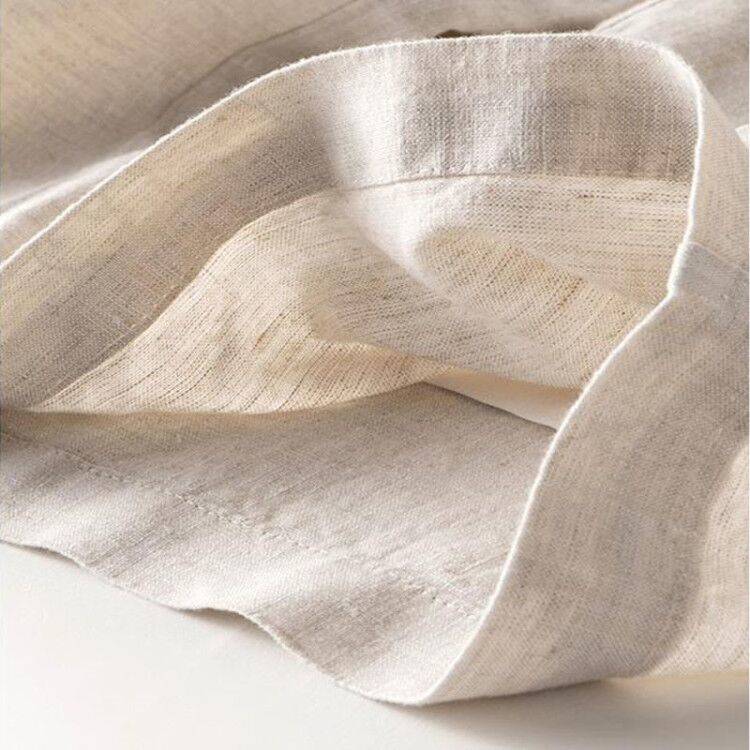 100% Cotton High-Waist Wide-Leg Trousers – Women – Beige – fabric close-up