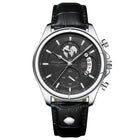 Silver · Black Dial · Black Leather