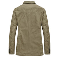 100% Cotton Washed Blazer, Patch Pockets – Men – Stone – back