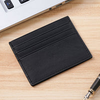 Ultra-Thin Leather Card Holder, RFID Blocking – Men – Black · Smooth – front
