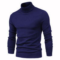 Fine-Knit Roll-Neck Sweater – Men – Navy – front