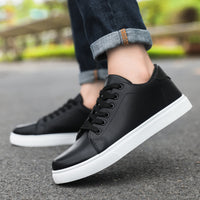 Leather-Look Low-Top Sneakers – Men – Black – worn