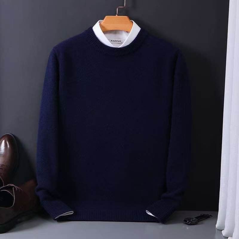 Brushed Knit Crew-Neck Sweater, Big & Tall – Men – Navy – front