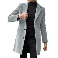 Single-Breasted Mid-Length Coat, Wool-Look – Men – Grey – front