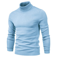 Fine-Knit Roll-Neck Sweater – Men – Light Blue – front