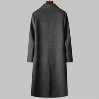70% Wool Herringbone Double-Breasted Overcoat – Men – Charcoal – back