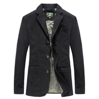 100% Cotton Washed Blazer, Patch Pockets – Men – Black – front