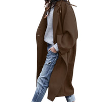 Long Oversized Lapel Coat – Women – Brown – worn