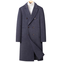 30–50% Wool Double-Breasted Overcoat – Men – Navy – front
