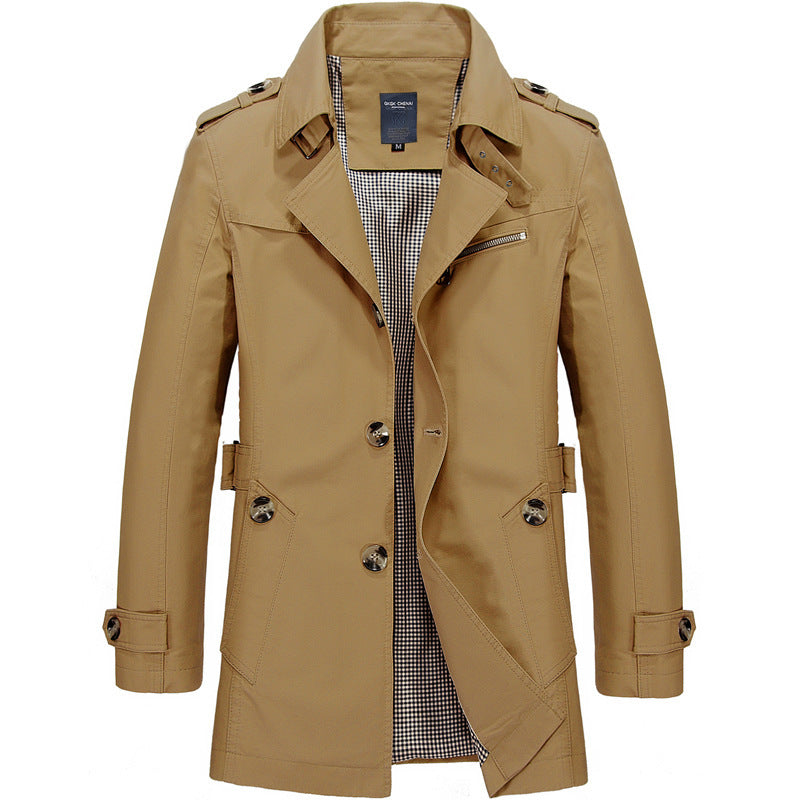 95% Cotton Mid-Length Jacket – Men – Camel – front