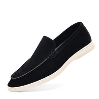 Suede-Look Moccasin Loafers – Men – Black – side
