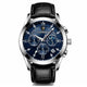 Silver · Blue Dial · Black Leather