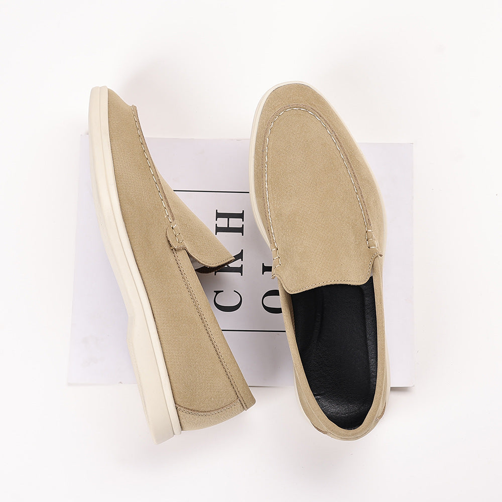 Suede-Look Moccasin Loafers – Men – Beige – pair