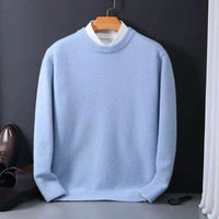Brushed Knit Crew-Neck Sweater, Big & Tall – Men – Light Blue – front