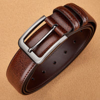 Grained Leather-Look Dress Belt – Men – Brown – buckle