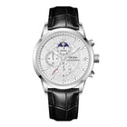 Silver · White Dial · Black Leather