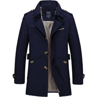 95% Cotton Mid-Length Jacket – Men – Navy – front