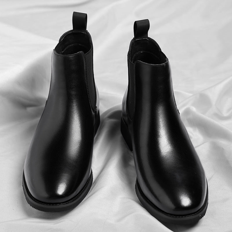 Classic Chelsea Boots, Leather-Look, Fleece Option – Men – Black – front